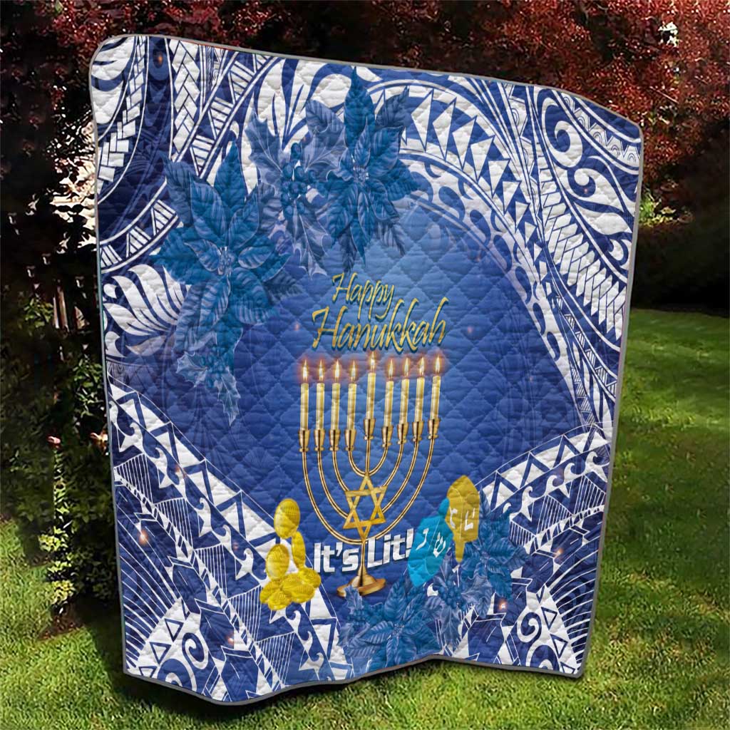 Hanukkah Jewish Festival Quilt It's Lit - Polynesian Pattern - Wonder Print Shop