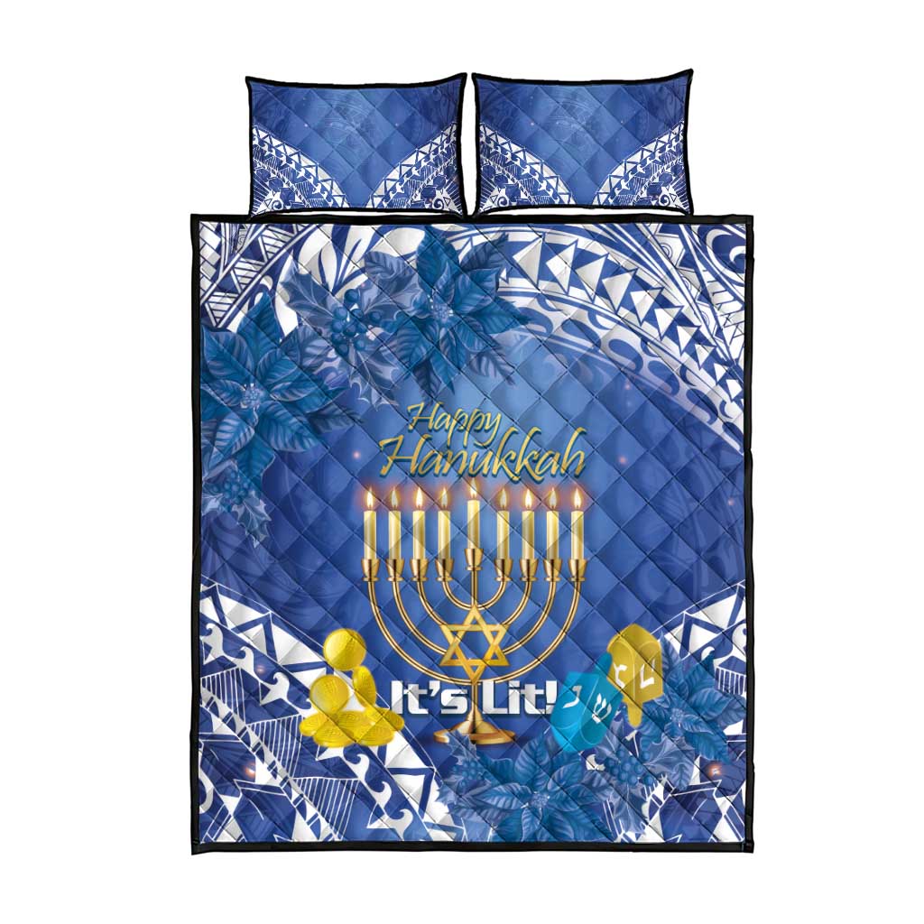 Hanukkah Jewish Festival Quilt Bed Set It's Lit - Polynesian Pattern - Wonder Print Shop