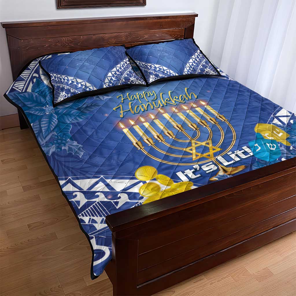 Hanukkah Jewish Festival Quilt Bed Set It's Lit - Polynesian Pattern - Wonder Print Shop
