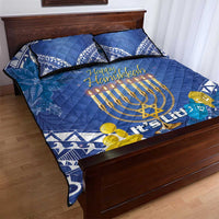 Hanukkah Jewish Festival Quilt Bed Set It's Lit - Polynesian Pattern - Wonder Print Shop