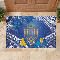 Hanukkah Jewish Festival Rubber Doormat It's Lit - Polynesian Pattern - Wonder Print Shop