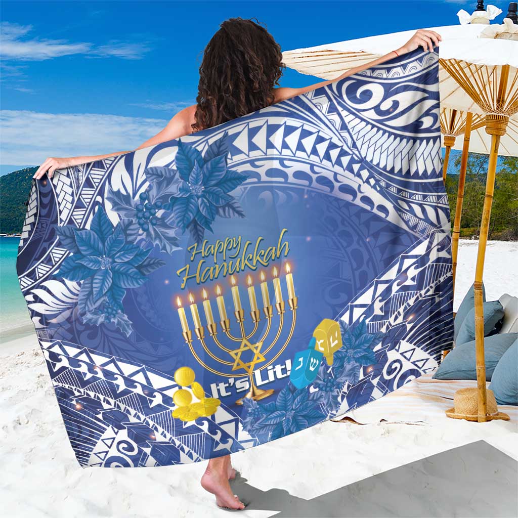 Hanukkah Jewish Festival Sarong It's Lit - Polynesian Pattern - Wonder Print Shop