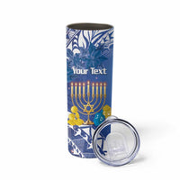 Personalised Hanukkah Jewish Festival Skinny Tumbler It's Lit - Polynesian Pattern - Wonder Print Shop