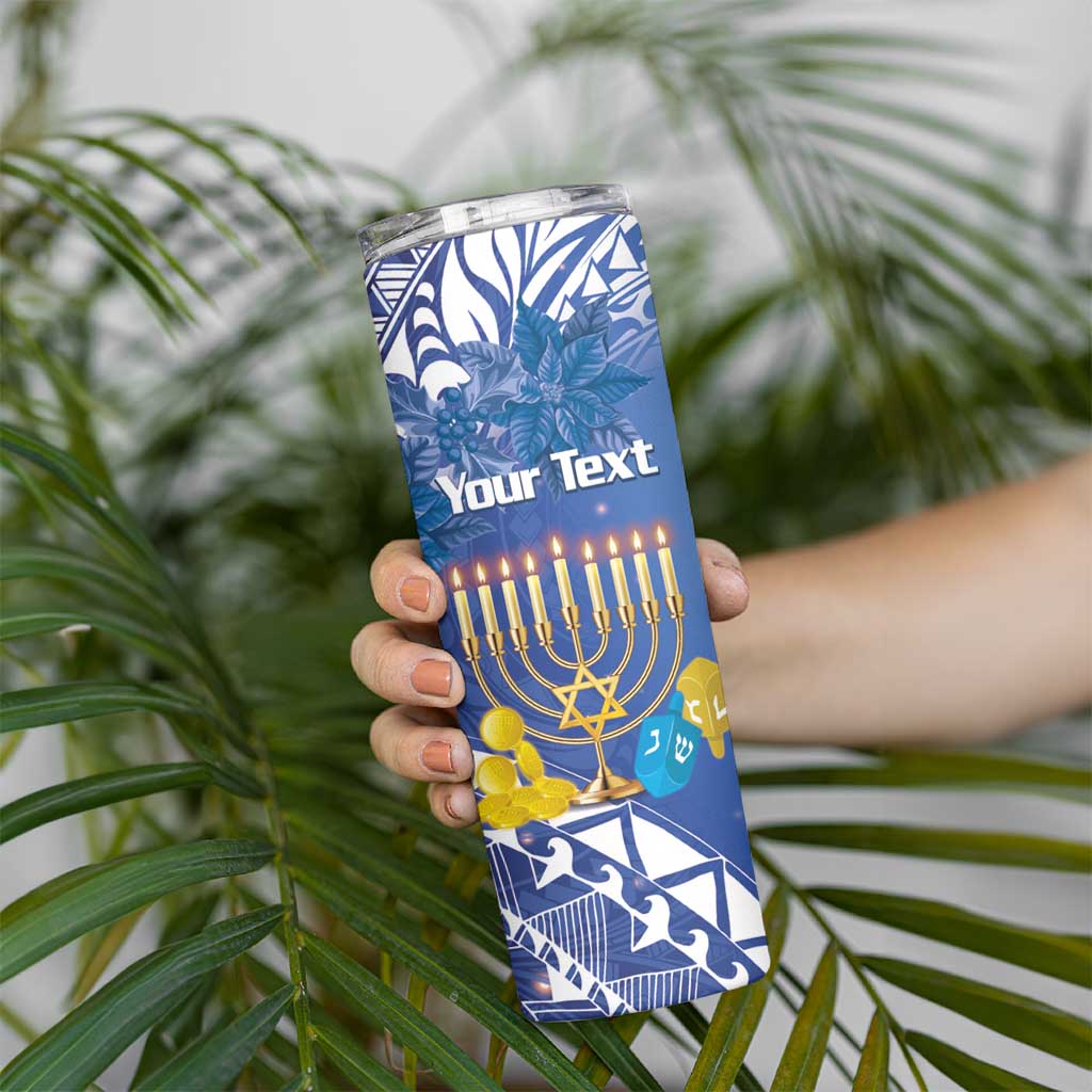 Personalised Hanukkah Jewish Festival Skinny Tumbler It's Lit - Polynesian Pattern - Wonder Print Shop