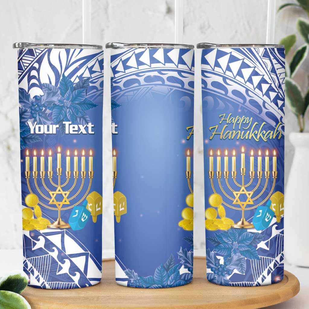 Personalised Hanukkah Jewish Festival Skinny Tumbler It's Lit - Polynesian Pattern - Wonder Print Shop