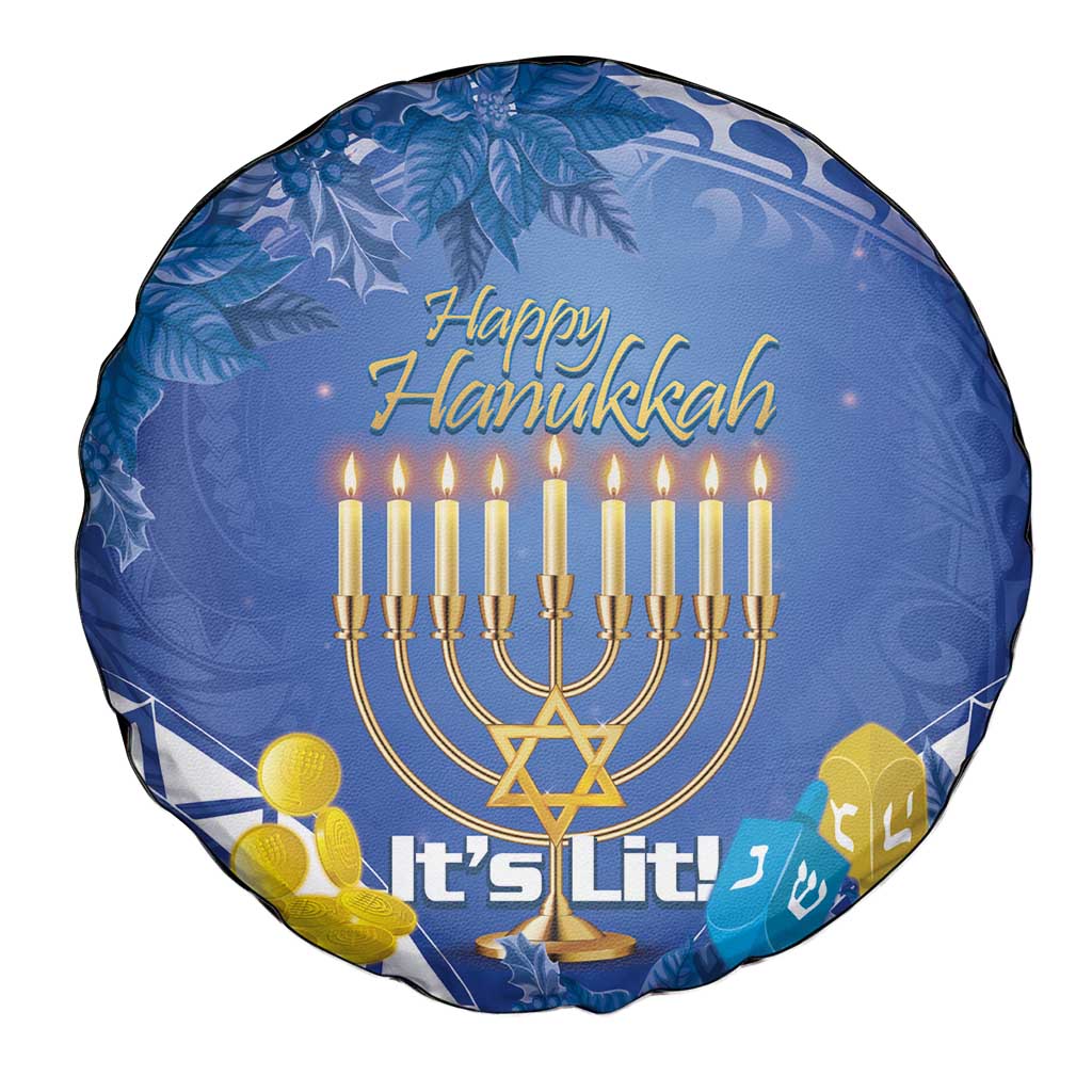 Hanukkah Jewish Festival Spare Tire Cover It's Lit - Polynesian Pattern - Wonder Print Shop