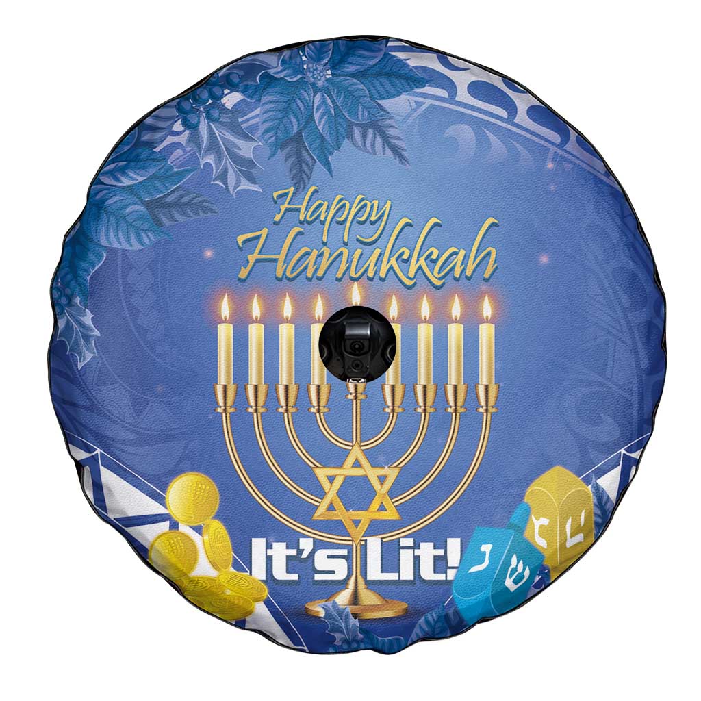 Hanukkah Jewish Festival Spare Tire Cover It's Lit - Polynesian Pattern - Wonder Print Shop