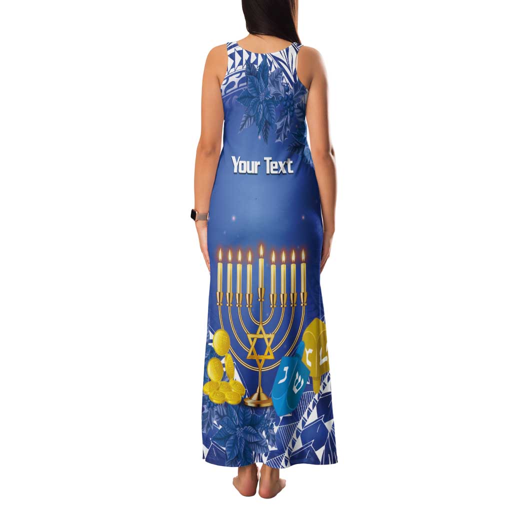 Personalised Hanukkah Jewish Festival Tank Maxi Dress It's Lit - Polynesian Pattern - Wonder Print Shop