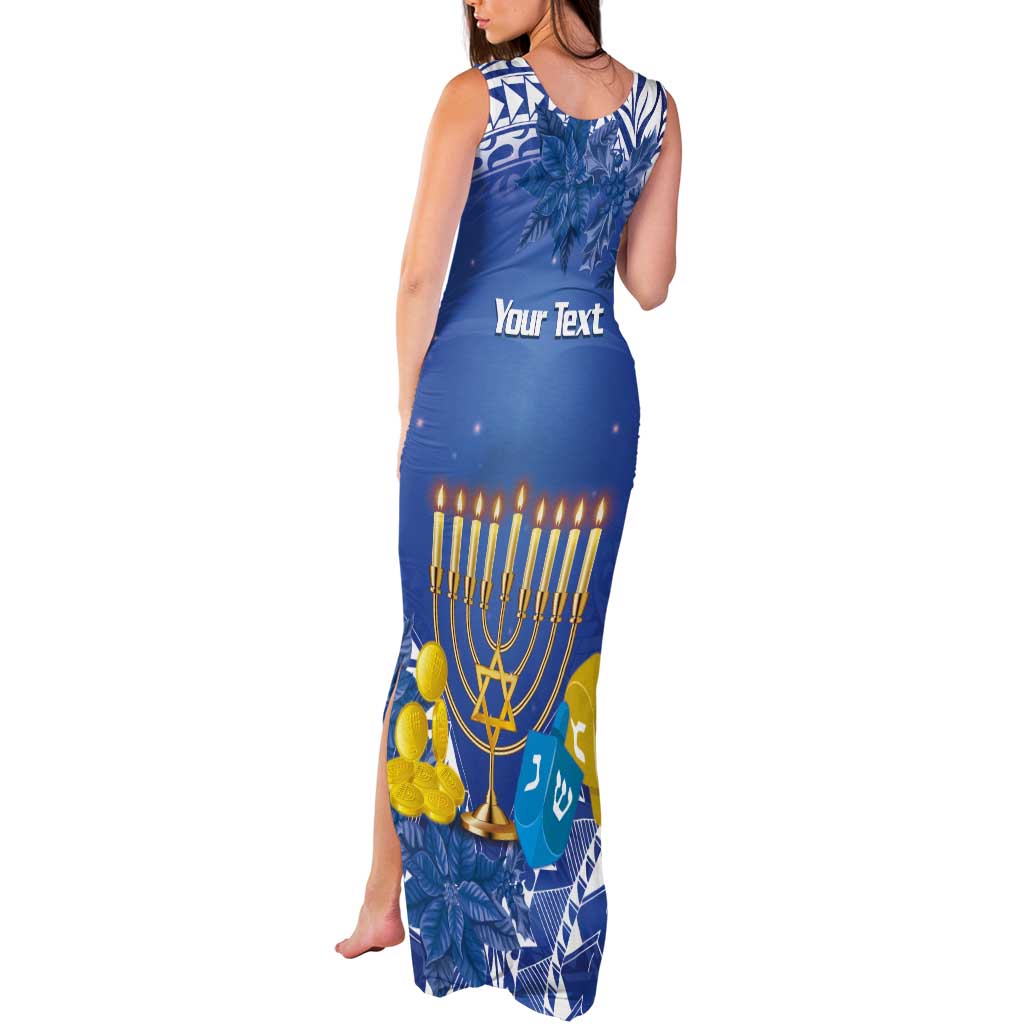 Personalised Hanukkah Jewish Festival Tank Maxi Dress It's Lit - Polynesian Pattern - Wonder Print Shop
