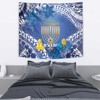 Hanukkah Jewish Festival Tapestry It's Lit - Polynesian Pattern - Wonder Print Shop