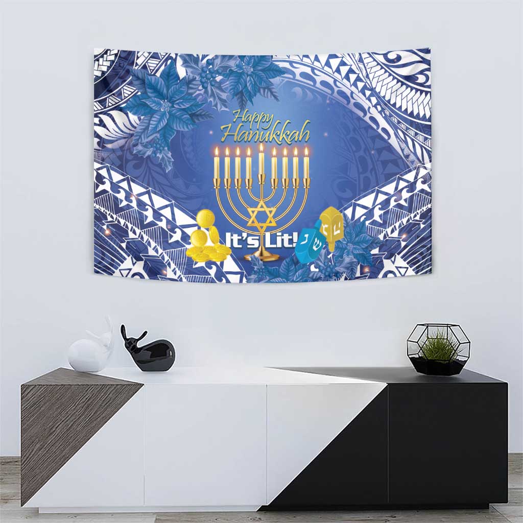Hanukkah Jewish Festival Tapestry It's Lit - Polynesian Pattern - Wonder Print Shop