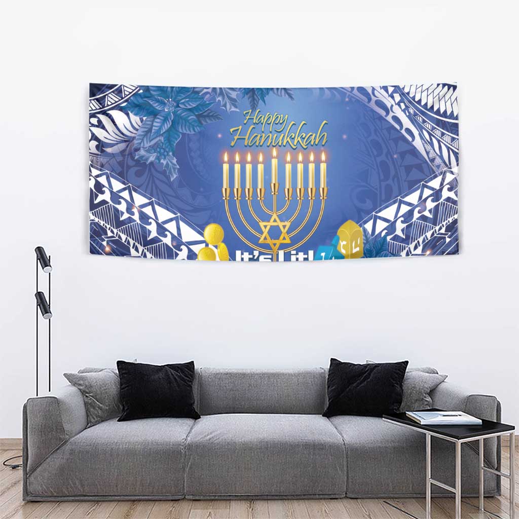 Hanukkah Jewish Festival Tapestry It's Lit - Polynesian Pattern - Wonder Print Shop
