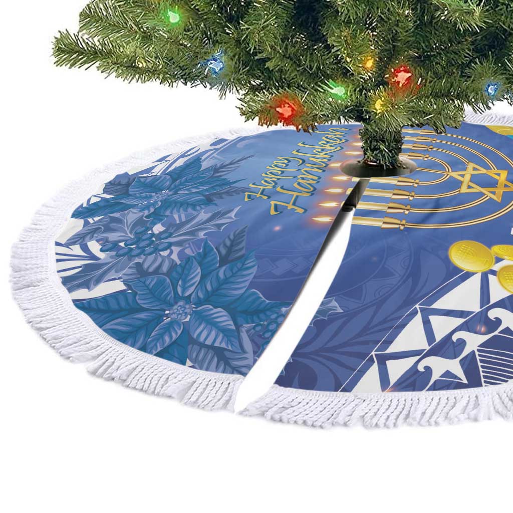 Hanukkah Jewish Festival Tree Skirt It's Lit - Polynesian Pattern - Wonder Print Shop