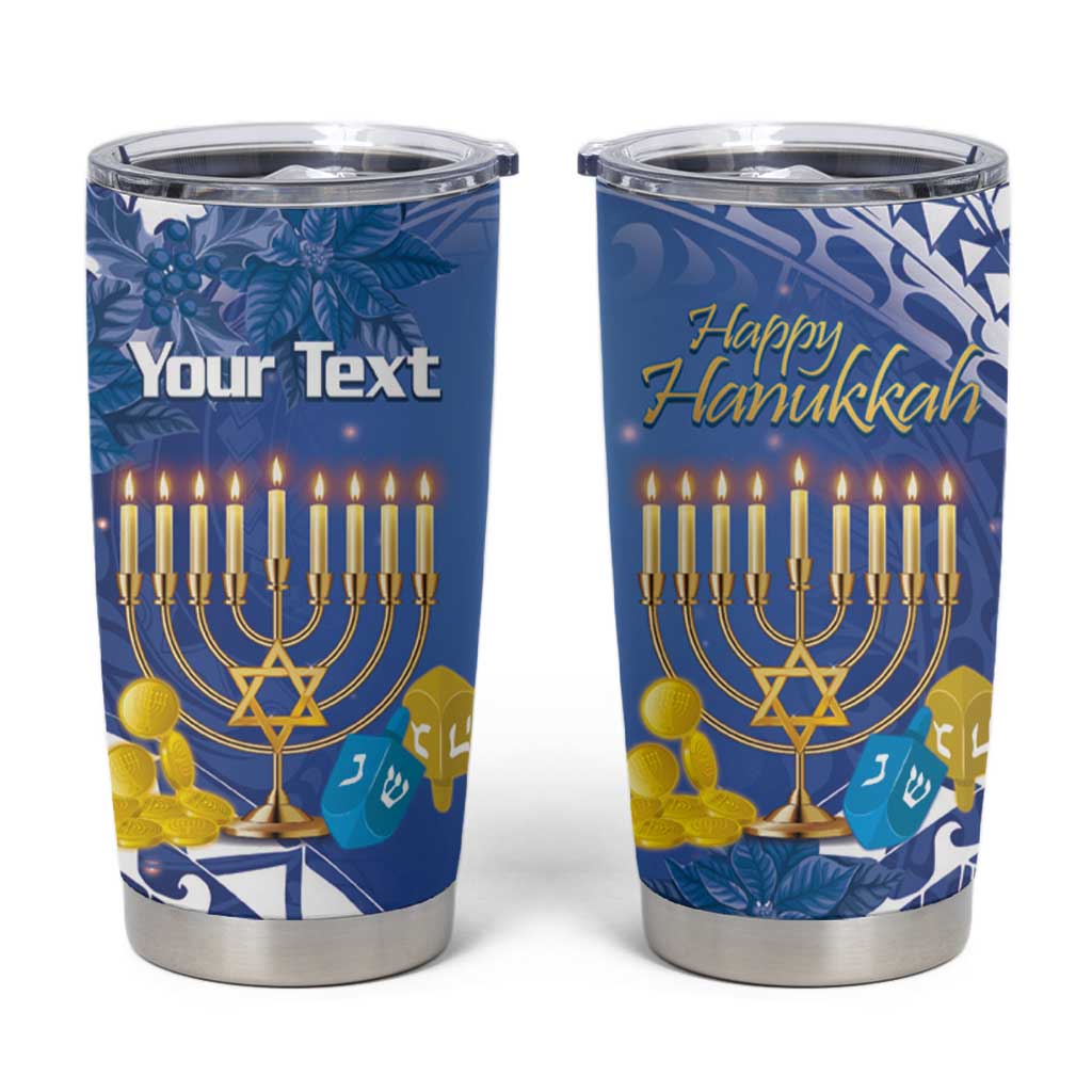 Personalised Hanukkah Jewish Festival Tumbler Cup It's Lit - Polynesian Pattern - Wonder Print Shop