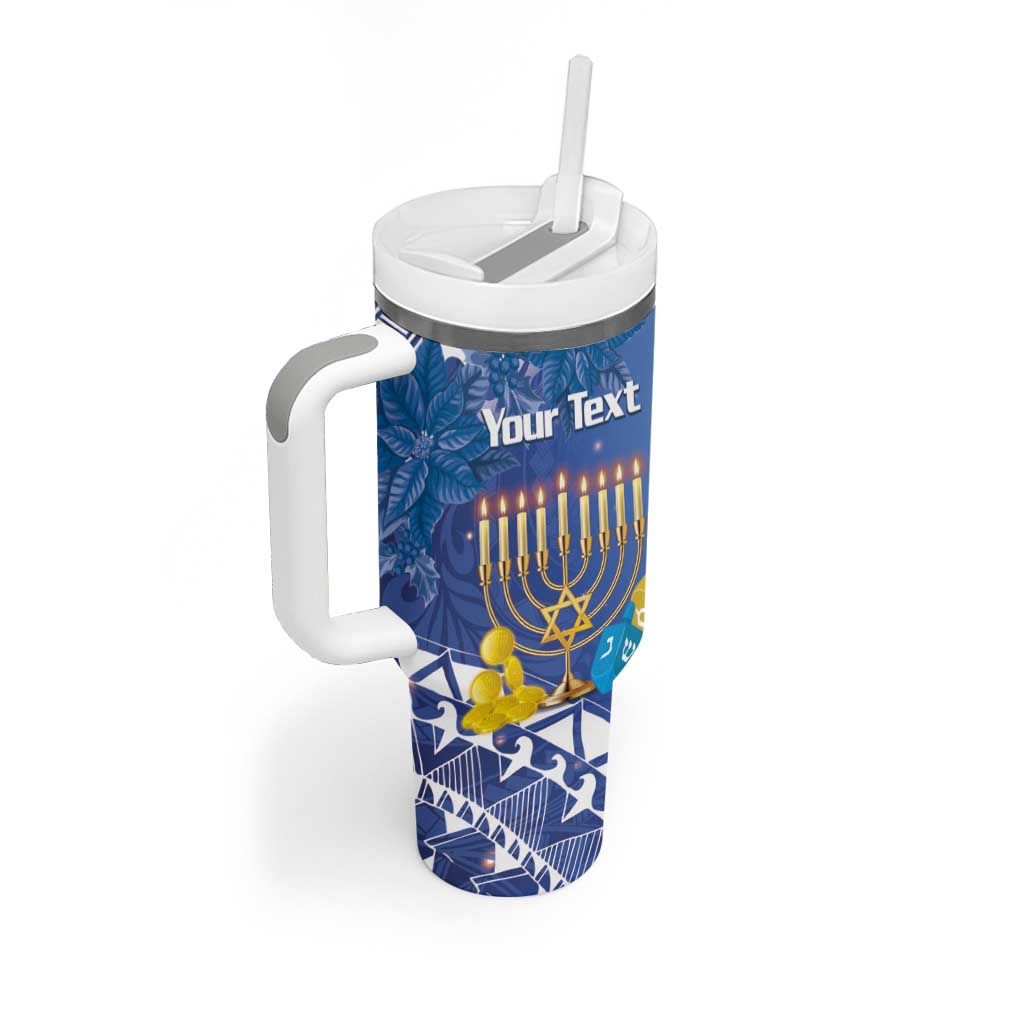 Personalised Hanukkah Jewish Festival Tumbler With Handle It's Lit - Polynesian Pattern - Wonder Print Shop