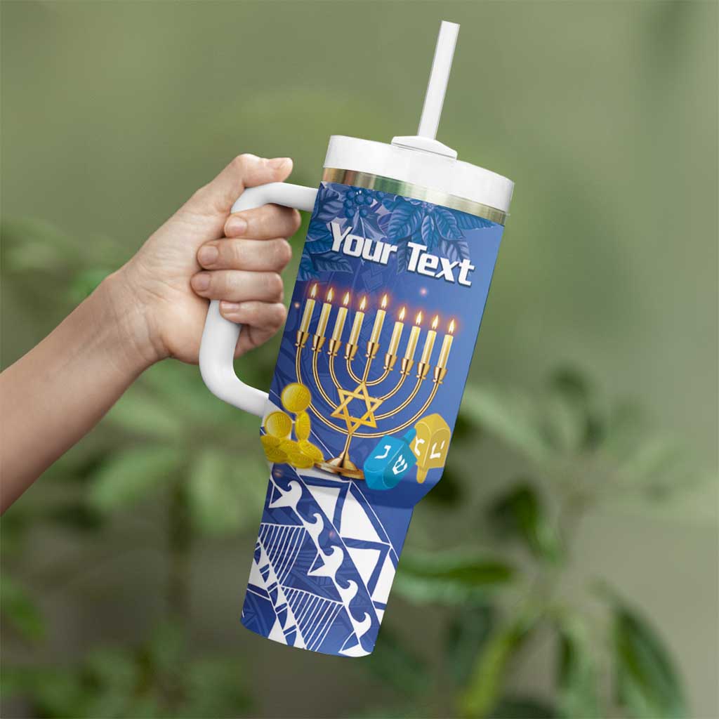 Personalised Hanukkah Jewish Festival Tumbler With Handle It's Lit - Polynesian Pattern - Wonder Print Shop