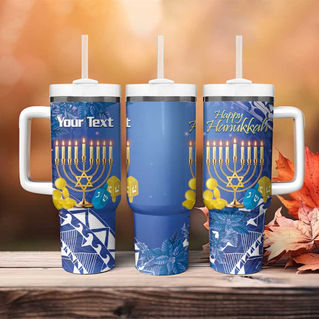 Personalised Hanukkah Jewish Festival Tumbler With Handle It's Lit - Polynesian Pattern - Wonder Print Shop