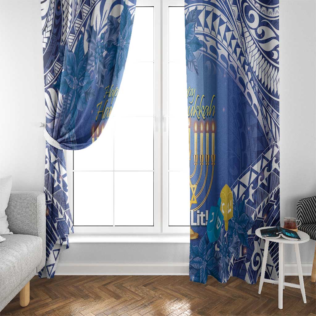 Hanukkah Jewish Festival Window Curtain It's Lit - Polynesian Pattern - Wonder Print Shop
