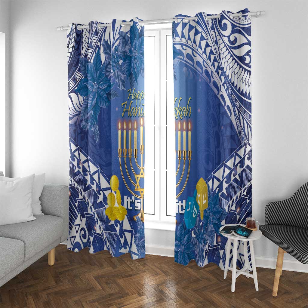 Hanukkah Jewish Festival Window Curtain It's Lit - Polynesian Pattern - Wonder Print Shop