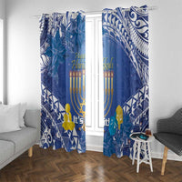 Hanukkah Jewish Festival Window Curtain It's Lit - Polynesian Pattern - Wonder Print Shop