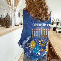 Personalised Hanukkah Jewish Festival Women Casual Shirt It's Lit - Polynesian Pattern - Wonder Print Shop