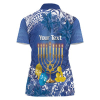 Personalised Hanukkah Jewish Festival Women Polo Shirt It's Lit - Polynesian Pattern - Wonder Print Shop