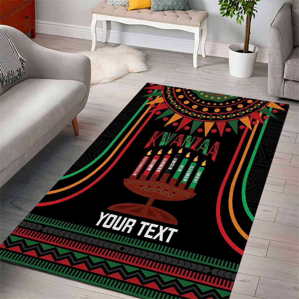 Personalized African-American Kwanzaa Area Rug Kinara Candles African Pattern - Wonder Print Shop