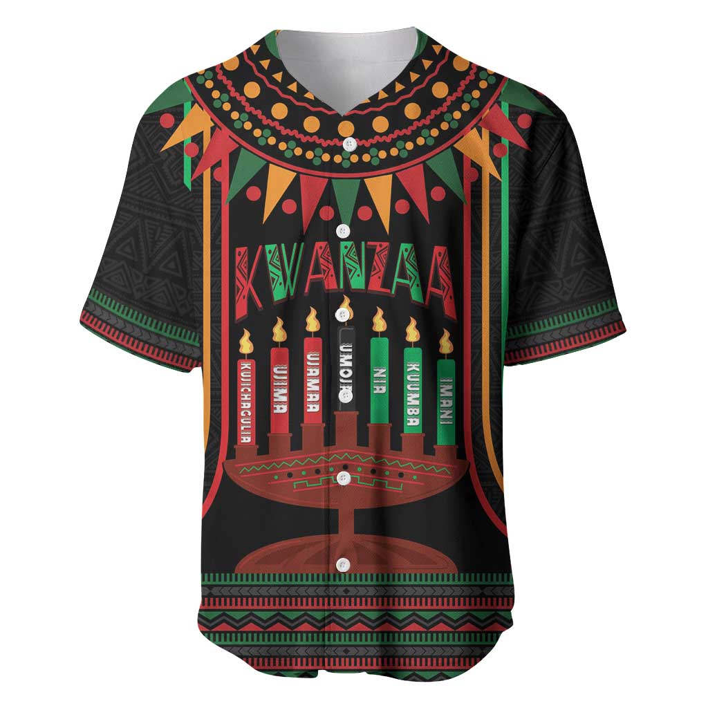 Personalized African-American Kwanzaa Baseball Jersey Kinara Candles African Pattern - Wonder Print Shop