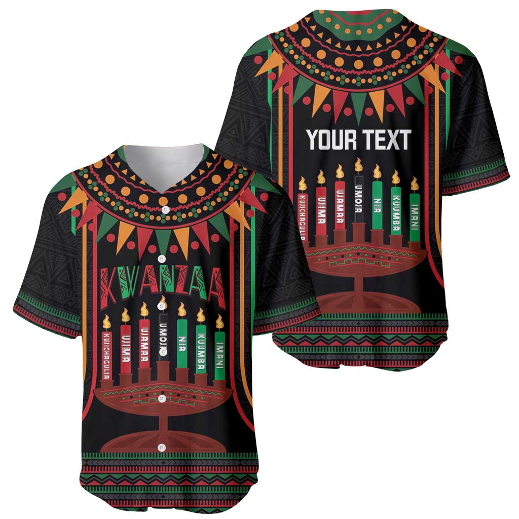 Personalized African-American Kwanzaa Baseball Jersey Kinara Candles African Pattern - Wonder Print Shop