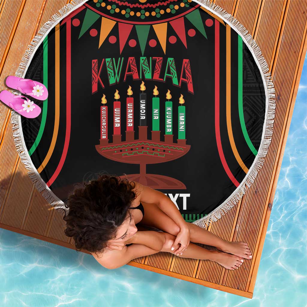 Personalized African-American Kwanzaa Beach Blanket Kinara Candles African Pattern - Wonder Print Shop