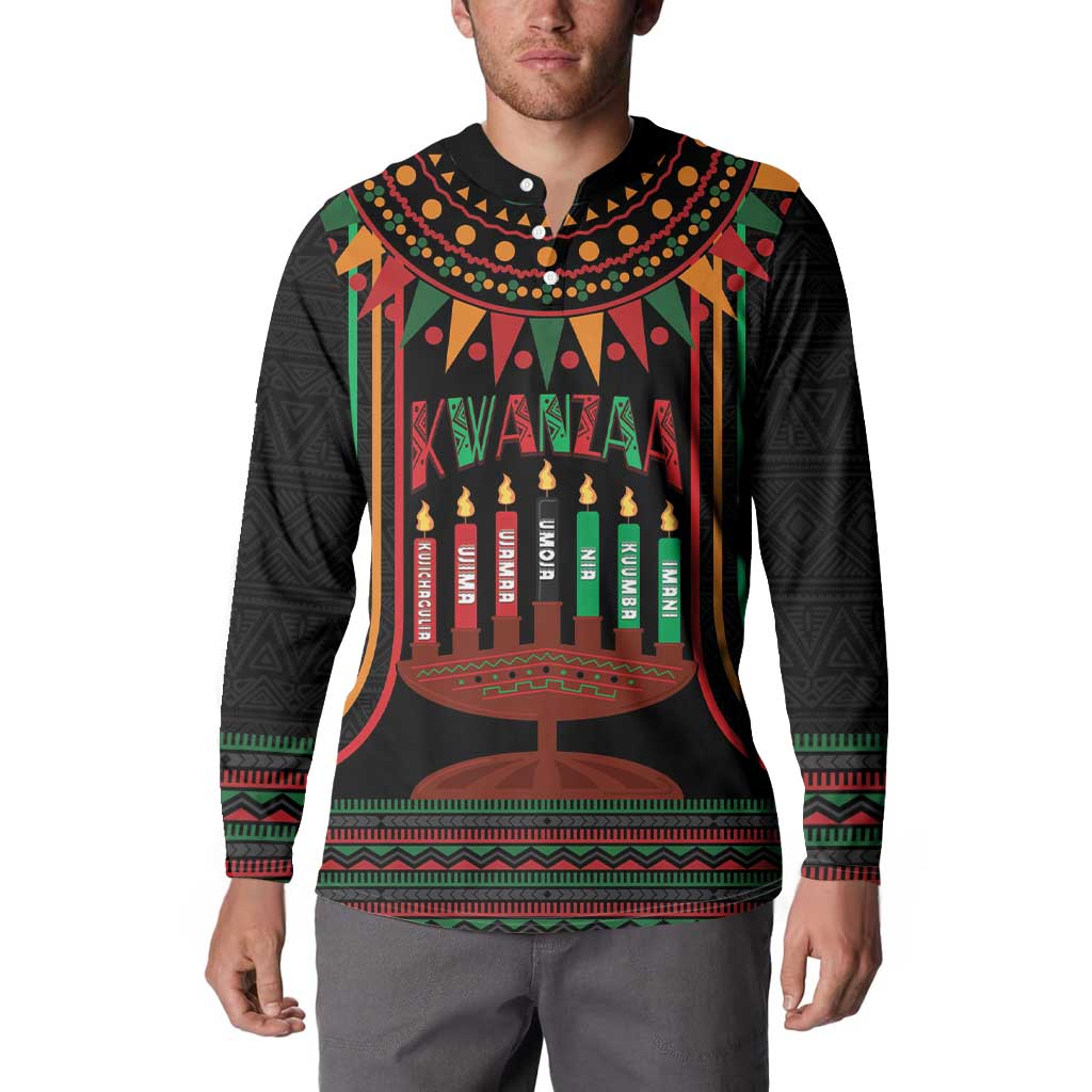 Personalized African-American Kwanzaa Button Sweatshirt Kinara Candles African Pattern - Wonder Print Shop