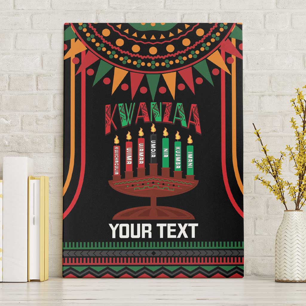 Personalized African-American Kwanzaa Canvas Wall Art Kinara Candles African Pattern - Wonder Print Shop
