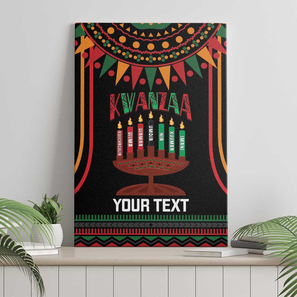 Personalized African-American Kwanzaa Canvas Wall Art Kinara Candles African Pattern - Wonder Print Shop