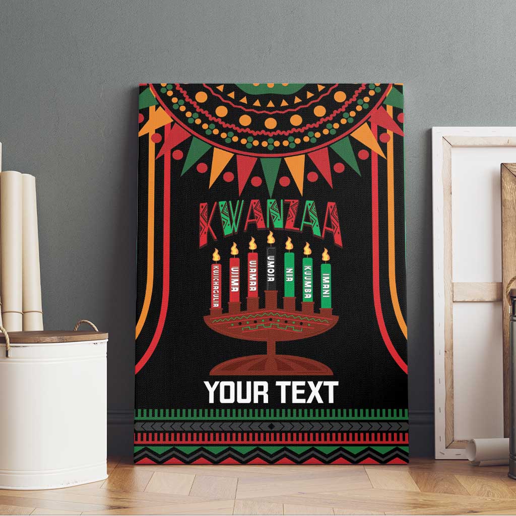 Personalized African-American Kwanzaa Canvas Wall Art Kinara Candles African Pattern - Wonder Print Shop