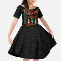 Personalized African-American Kwanzaa Family Matching Long Sleeve Bodycon Dress and Hawaiian Shirt Kinara Candles African Pattern - Wonder Print Shop