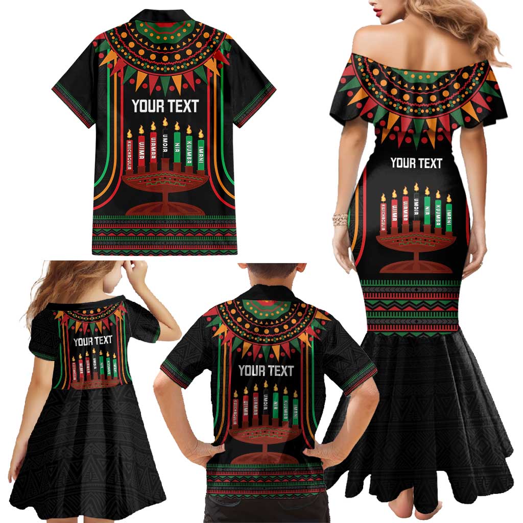 Personalized African-American Kwanzaa Family Matching Mermaid Dress and Hawaiian Shirt Kinara Candles African Pattern - Wonder Print Shop