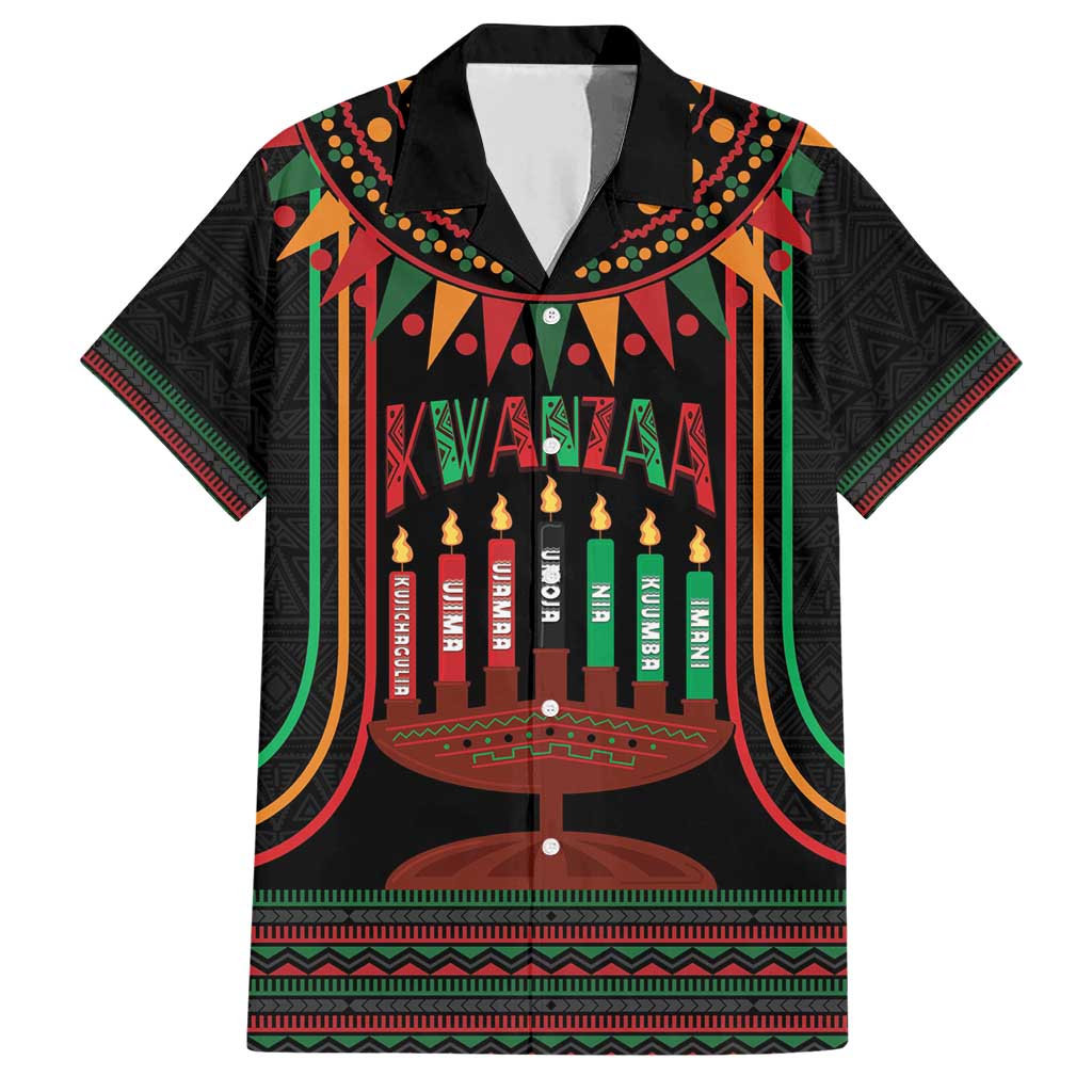 Personalized African-American Kwanzaa Family Matching Short Sleeve Bodycon Dress and Hawaiian Shirt Kinara Candles African Pattern - Wonder Print Shop