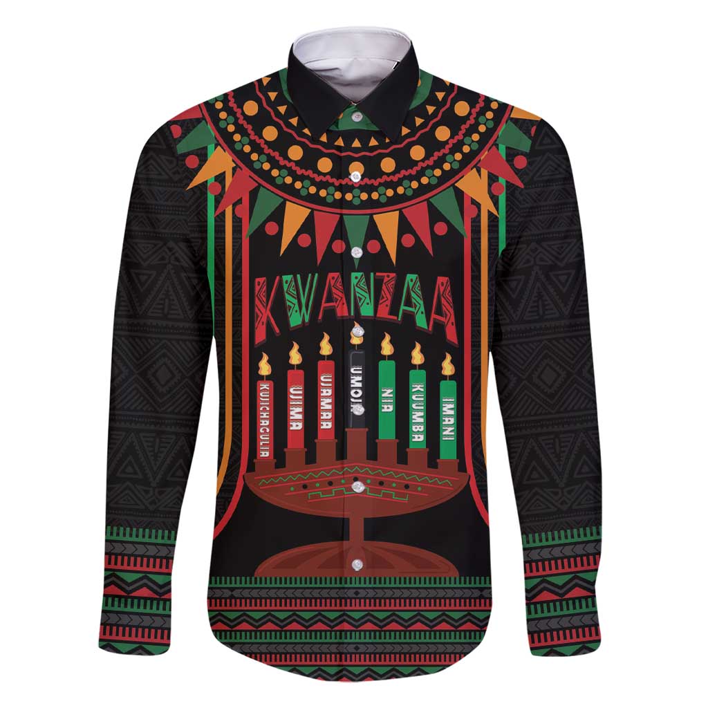 Personalized African-American Kwanzaa Family Matching Short Sleeve Bodycon Dress and Hawaiian Shirt Kinara Candles African Pattern - Wonder Print Shop