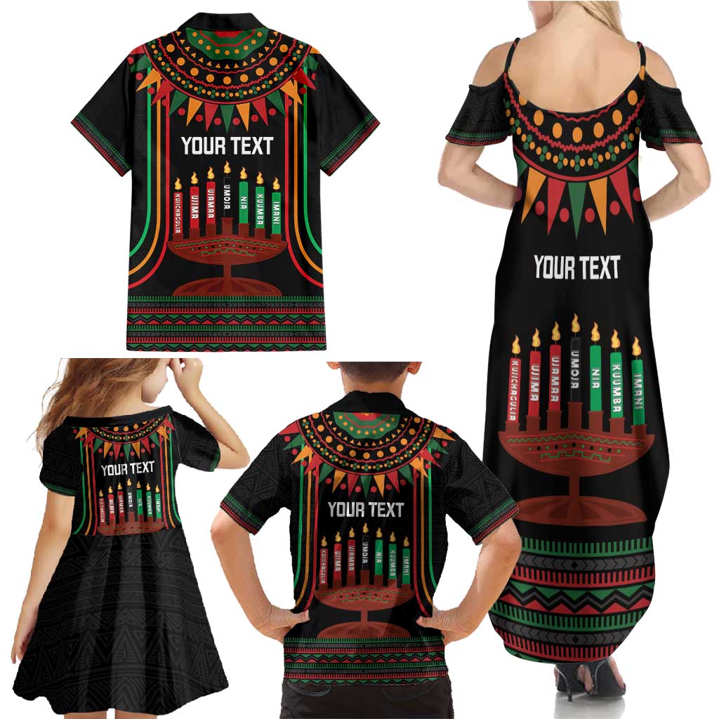 Personalized African-American Kwanzaa Family Matching Summer Maxi Dress and Hawaiian Shirt Kinara Candles African Pattern - Wonder Print Shop