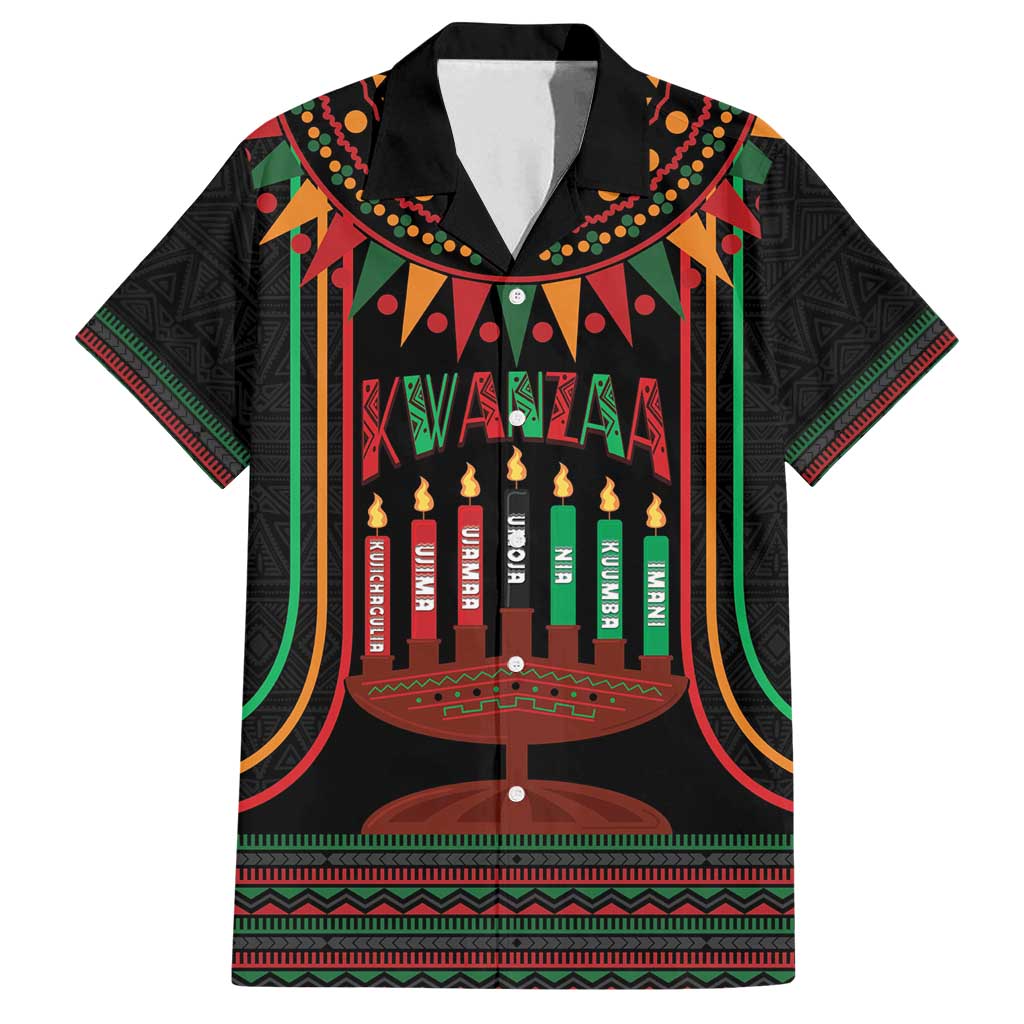 Personalized African-American Kwanzaa Family Matching Summer Maxi Dress and Hawaiian Shirt Kinara Candles African Pattern - Wonder Print Shop