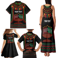 Personalized African-American Kwanzaa Family Matching Tank Maxi Dress and Hawaiian Shirt Kinara Candles African Pattern - Wonder Print Shop