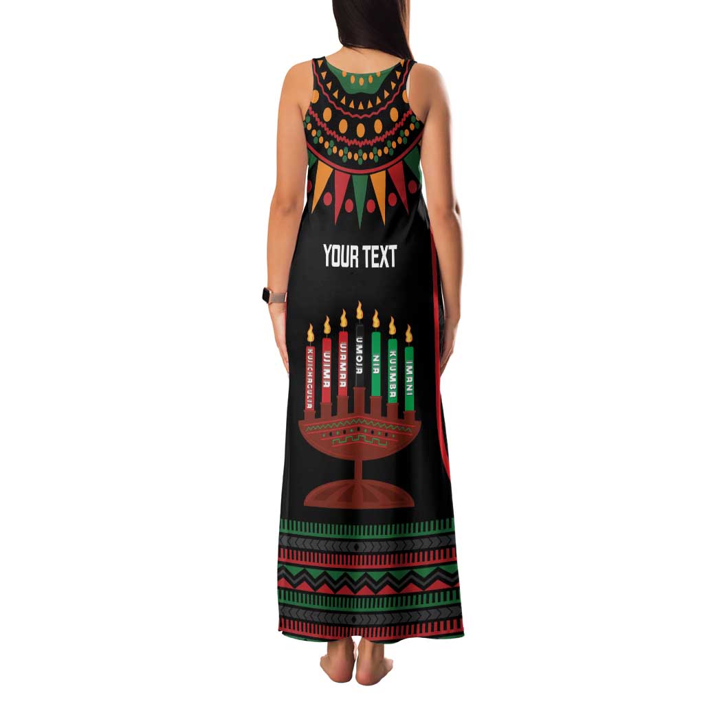 Personalized African-American Kwanzaa Family Matching Tank Maxi Dress and Hawaiian Shirt Kinara Candles African Pattern - Wonder Print Shop