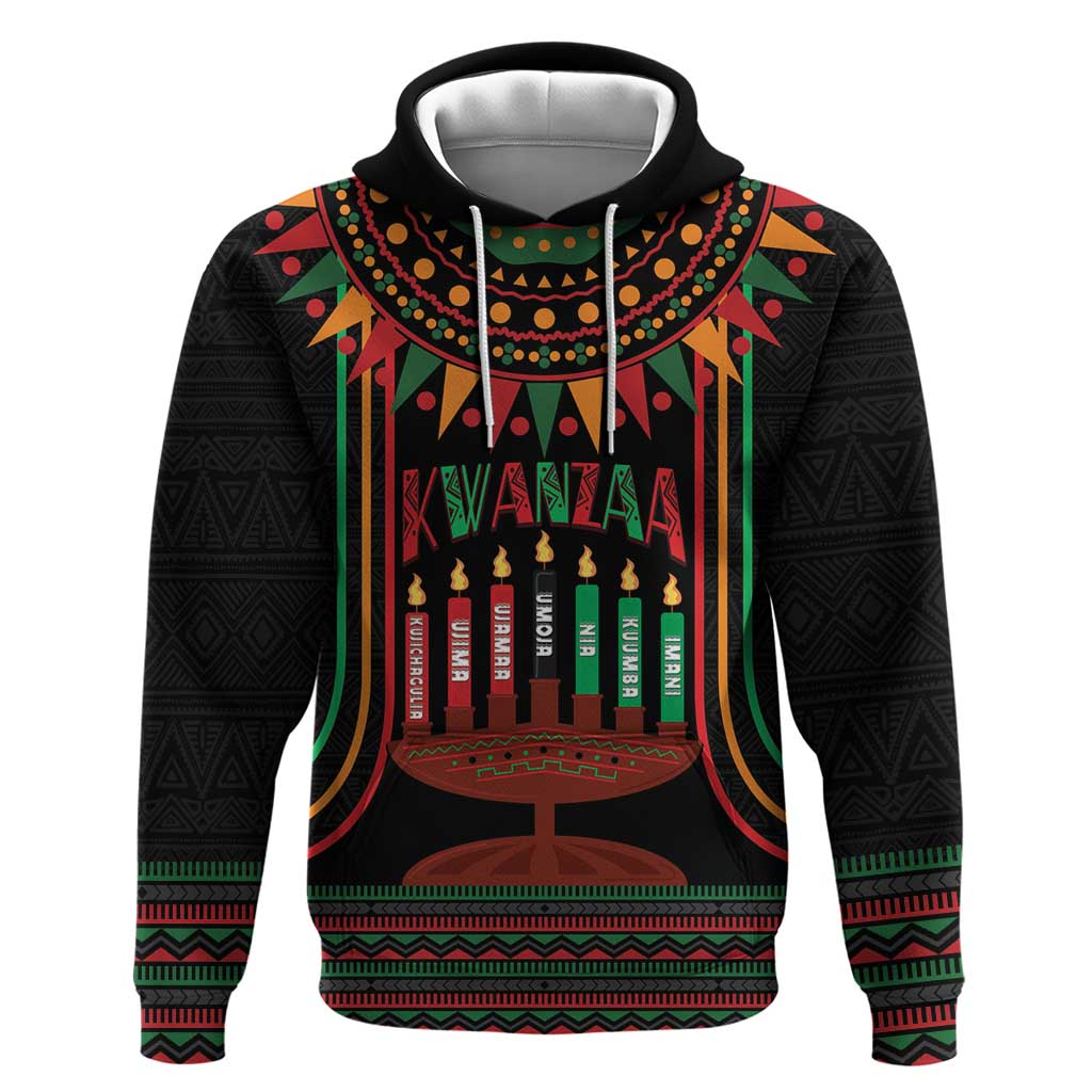 Personalized African-American Kwanzaa Hoodie Kinara Candles African Pattern - Wonder Print Shop