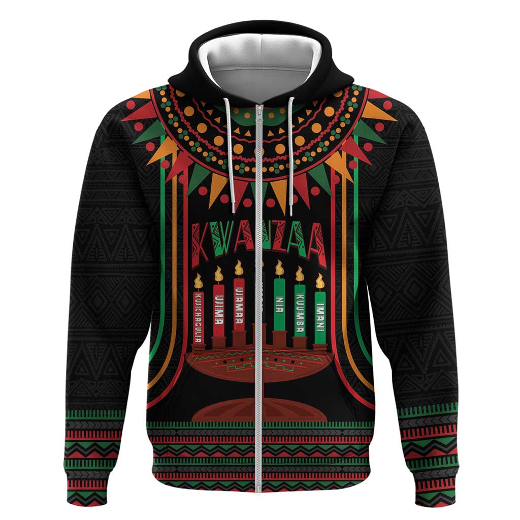 Personalized African-American Kwanzaa Hoodie Kinara Candles African Pattern - Wonder Print Shop