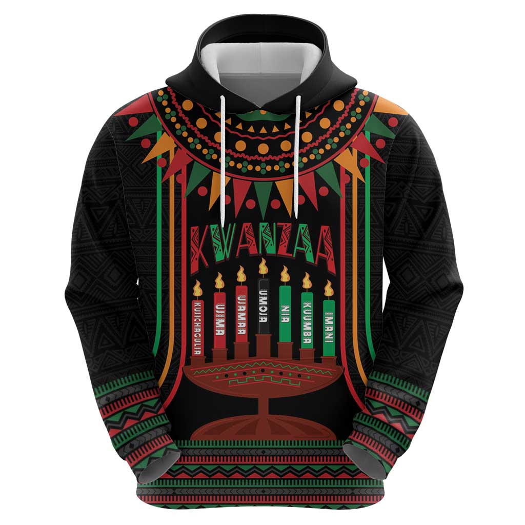 Personalized African-American Kwanzaa Hoodie Kinara Candles African Pattern - Wonder Print Shop