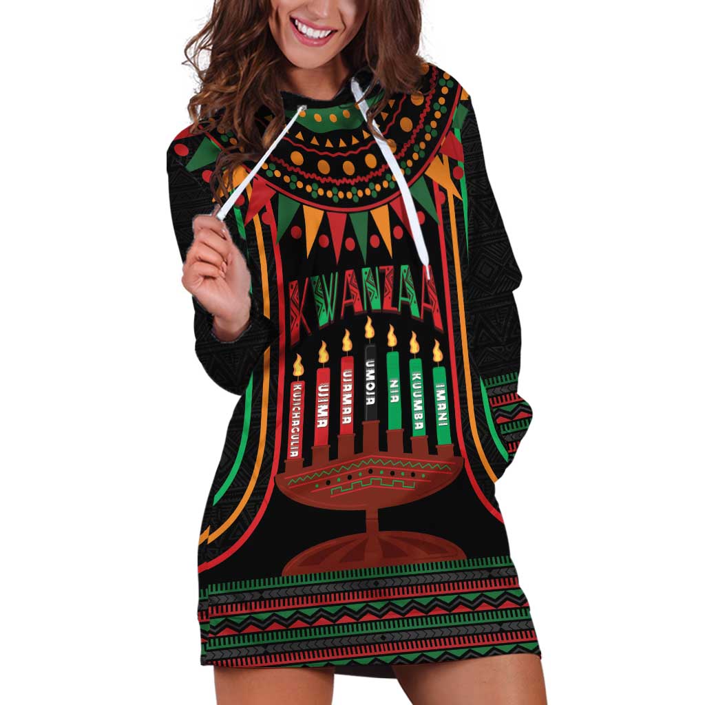 Personalized African-American Kwanzaa Hoodie Dress Kinara Candles African Pattern - Wonder Print Shop