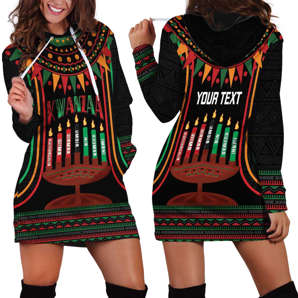 Personalized African-American Kwanzaa Hoodie Dress Kinara Candles African Pattern - Wonder Print Shop
