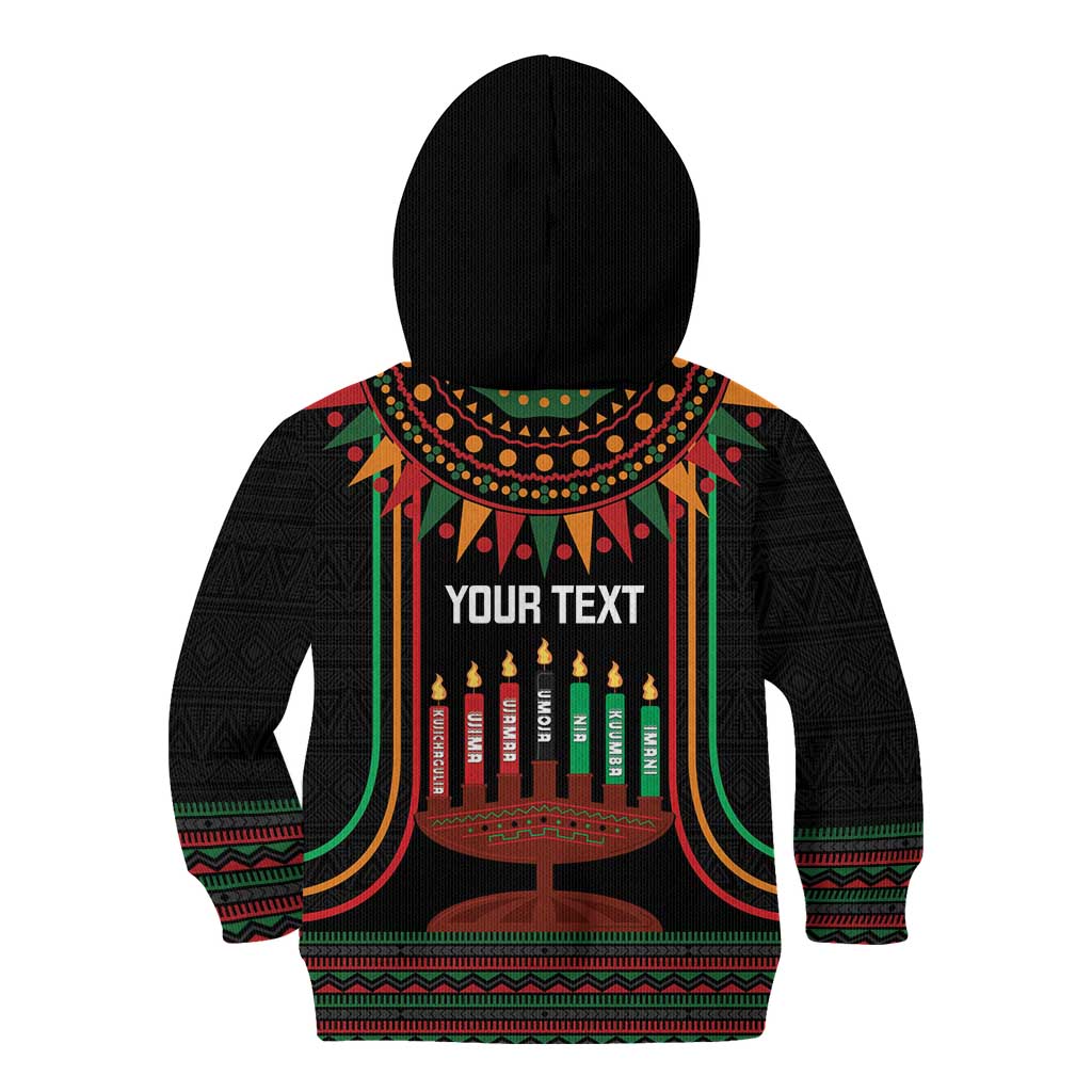 Personalized African-American Kwanzaa Kid Hoodie Kinara Candles African Pattern - Wonder Print Shop