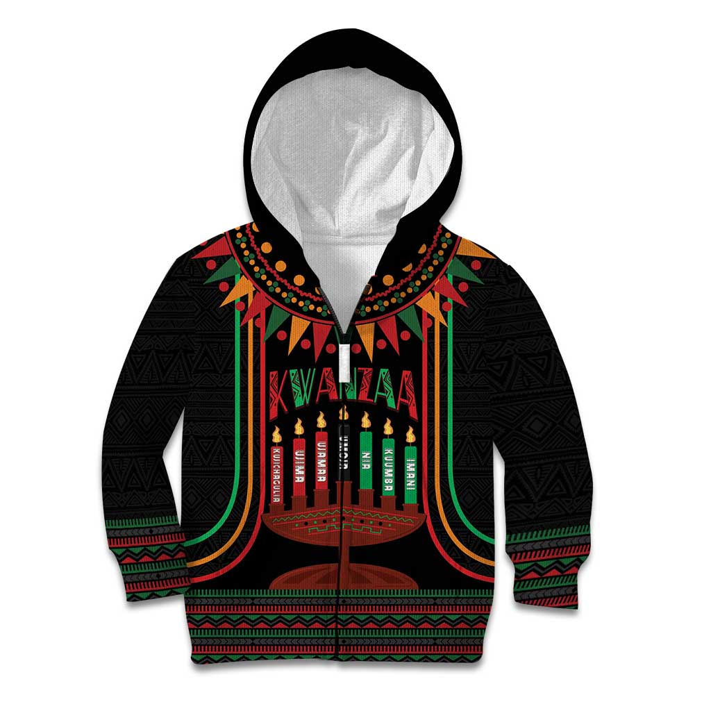 Personalized African-American Kwanzaa Kid Hoodie Kinara Candles African Pattern - Wonder Print Shop