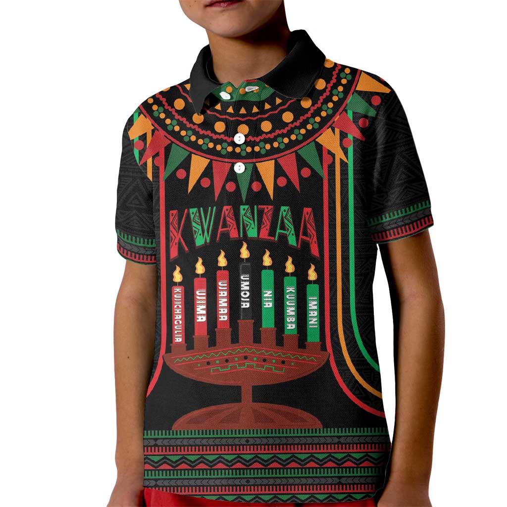 Personalized African-American Kwanzaa Kid Polo Shirt Kinara Candles African Pattern - Wonder Print Shop